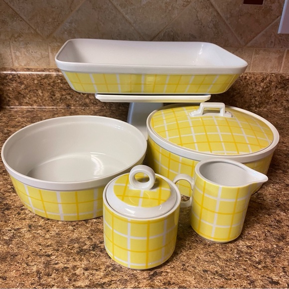 Yellow Plaid from Tastesetter Collection Set of 5, Mid-Century Vintage - Picture 14 of 15